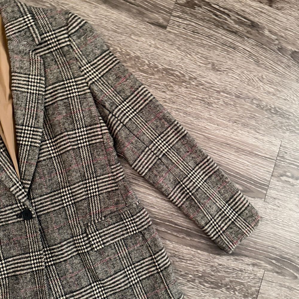 Madewell Women's Plaid Single-Button Blazer in Grey - Picture 5 of 10